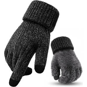 Gants en laine pour hommes, gants en tricot doux pour l'hiver, utilisation en extérieur, gants en laine pour hommes, gants en tricot thermiques pour l'hiver, décontractés pour l'extérieur - Product Image 1