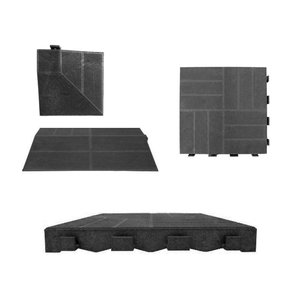 * Presa * WPC piastrelle ad incastro legno composito e plastica 40x40cm di spessore 45mm Drive-over colore grigio antracite- - Product Image 3
