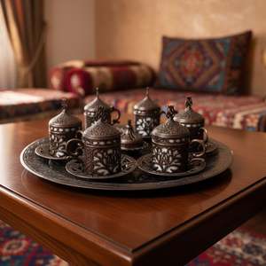 Cast Iron 6-Person Cup <b>Set</b> Durable Metal Tableware - Product Image 1