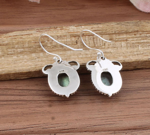Handcrafted Oval Labradorite <b>Dangle</b> <b>Earrings</b> 925 Sterling <b>Silver</b> Vintage Bohemian Drop <b>Earrings</b> for Women - Product Image 1