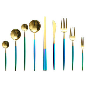 Juego de Cubiertos de Acero Inoxidable Negro y Dorado de Primera Calidad, Vajilla Elegante de Dos Tonos para Cocina, Mesa, Hogar, Restaurante y Hotel - Product Image 4