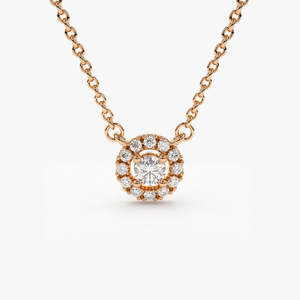 Collar de oro de 14k con diamantes de Rolo para mujer, cadena de diamante Natural, joyería hecha a mano, diseño de Halo - Product Image 4