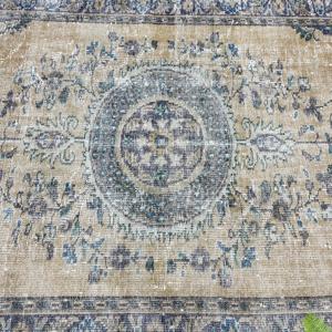 Alfombra Turca de 4.9x8.4 pies, Alfombra Vintage Azul Marroquí de Lana - Product Image 5