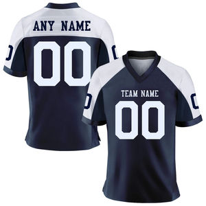 Maillot de football américain Maillot de football américain personnalisé bleu marine blanc gris Maillot de football américain à séchage rapide imprimé avec nom de l'équipe - Product Image 4