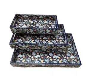 Plateau de service rectangulaire en bois imprimé émail pour cuisine et table à manger - Product Image 2