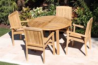 Ensemble de salle à manger de jardin moderne de haute qualité en bois de teck, chaise empilable, table de salle à manger de jardin pour 4 personnes, pour un extérieur élégant