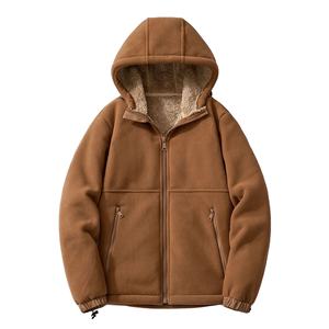OEM Plain Dyed <b>Men</b> Winter Coat Heated Polar <b>Fleece</b> Casual Stand Zipper <b>Jacket</b> Plus Size <b>Thick</b> Warm Hooded Knitted <b>Jackets</b> - Product Image 2