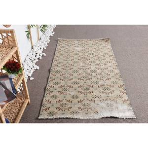 Alfombra turca vintage de área grande 3.1x6.1ft clásico beige marrón lana látex respaldo abstracto Rectangular pasillo diseño habitación alfombra - Product Image 4
