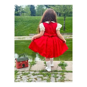 Abito da bambina Vintage rosso compleanno e servizio fotografico adatto per 0-12 anni - Product Image 5
