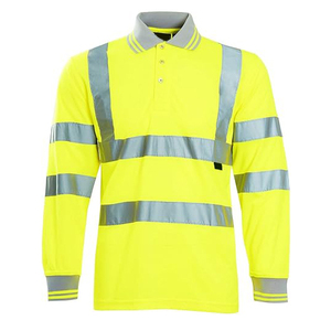 Camisas Amarillas y Azul Marino 100% Algodón, Alta Visibilidad, Minería, Construcción, Reflectantes, de Seguridad, Polo de Trabajo de Manga Larga - Product Image 1