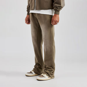 Pantalons de survêtement décontractés pour hommes, personnalisés OEM/ODM, à devant plat, 100% coton, respirants, séchage rapide, confortables, fermeture à cordon, légers - Product Image 3