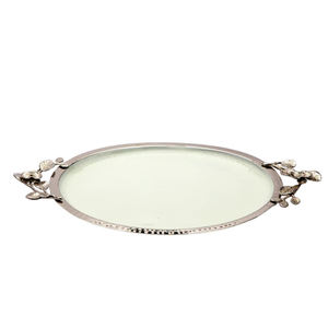 Plateau de service carré en métal et blanc de qualité supérieure avec motif floral Plateau et métal argenté moderne pour la décoration intérieure et les cadeaux - Product Image 3