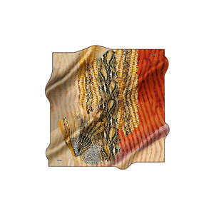 Bufanda de Seda Twill Beige con Patrón de Logotipo Geométrico - Product Image 1