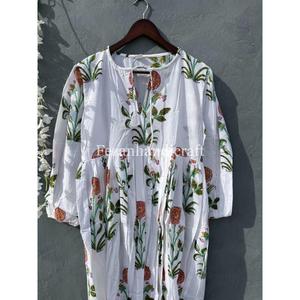 Personnalisable été plage modeste quotidien tenue décontracté en gros Boho Hippie Maxi Floral Buta bloc imprimé coton doux lavable - Product Image 2