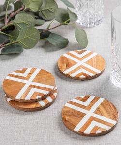 Posavasos de madera de estilo rústico moderno hechos a mano, posavasos reutilizables con incrustaciones blancas para decoración del hogar, Bar, mesa de centro - Product Image 1