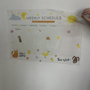 2024 Modèle-7 Planificateur hebdomadaire Tableau blanc en bois PET réutilisable effaçable à sec Surface de tableau blanc en polystyrène avec aimant en verre statique - Product Image 6