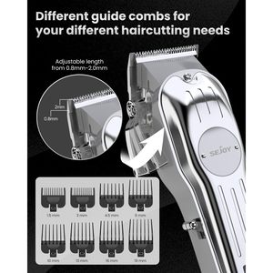 Tondeuse à cheveux sans fil professionnelle pour hommes, kit de toilettage pour barbe, lame en acier inoxydable, alimentée par batterie, en français - Product Image 6