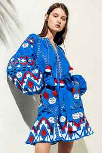 Robe longue design bohème pour femmes la plus populaire Designer Vyshyvanka Robe courte ukrainienne brodée à la main lavable Offre Spéciale - Product Image 3