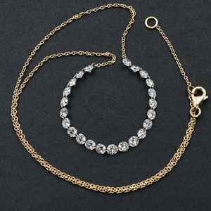 18K oro amarillo perforado redondo corte brillante Briolette Bead Grado Superior diamante blanco ajustable collar Moissanite joyería - Product Image 4