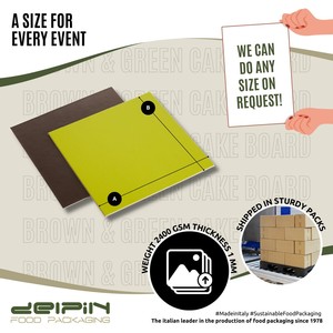 <b>Disposable</b> Square Cake Boards Brown Green Paperboard Solid Color Commercial Food Grade - Product Image 4