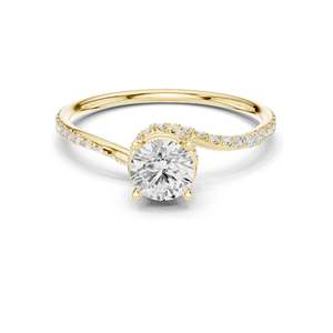 Bague de fiançailles en diamant de laboratoire brillant de 0,84 ct, clarté VVS-VS, or 18KT/14KT/10KT, argent 925, rose/jaune, certifiée IGI - Product Image 1
