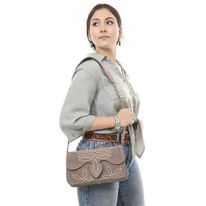 Bolso de cuero de ante de vaquera para mujer de calidad superior, bolso bandolera cosido para botas, bolso de cuero de vaca genuino - Product Image 3