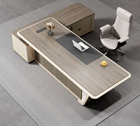 Bureau de direction de luxe moderne style flûte en forme de L pour gestionnaire PDG patron table d'ordinateur pour personnel