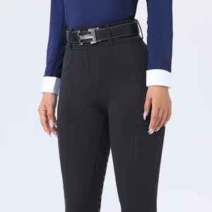Winter Riding High Waist Velvet <b>Full</b> Seat Breeches Non <b>Slip</b> Double Sided Pockets Elasticity Breathability Horse Riding Breeches - Product Image 4