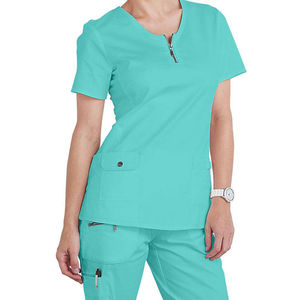 Offre Spéciale jogger à manches courtes infirmière gommages médicaux ensemble femmes uniformes d'hôpital Logo personnalisé col en V - Product Image 5