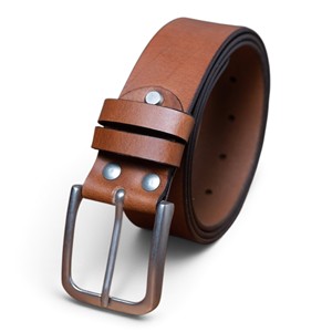 Cinturón de Cuero Genuino de Vaca Marrón para Hombre, Hebilla de Aleación de Acero, Ajustable, Estilo Occidental, Correa Sólida para Vestir - Product Image 3