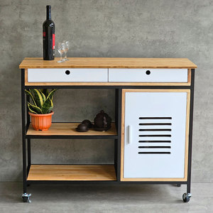 รถเข็นครัวอเนกประสงค์ดีไซน์ทันสมัย THONET รุ่น KB68013 โครงเหล็กพร้อมท็อปไม้ไผ่ - Product Image 6