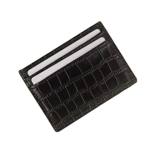 Porte-cartes en cuir véritable, gaufré crocodile, portefeuille fin pour cartes de crédit, étui minimaliste pour cartes, blocage RFID, vente en gros, meilleur prix - Product Image 1
