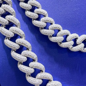 Personalizado VVS Moissanite diamante chapado en oro plata esterlina 925 Iced Out Hip Hop cadena cubana collar moda Bling joyería - Product Image 3