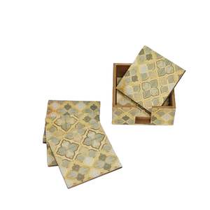 ผู้ผลิตจำนวนมากของชุดจานรองแก้วไม้ลายสี่เหลี่ยมสำหรับตกแต่งโต๊ะอาหาร ชุด 6 ชิ้น - Product Image 1