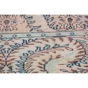 Turkish Vintage Rug, Small 1.5x2.6 ft (46x79 cm) Rug, <b>Brown</b> Solid <b>Wool</b> Rug - Product Image 4