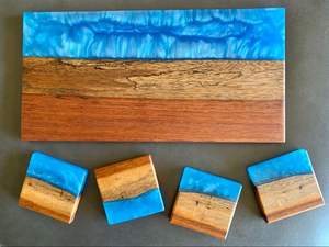 <b>Wood</b> Epoxy Resin Serving Tray Luxury Green Gold Foil Handmade Kitchen Decor <b>Coffee</b> <b>Table</b> Drink Mat Wholesale Gift Modern Home - Product Image 5