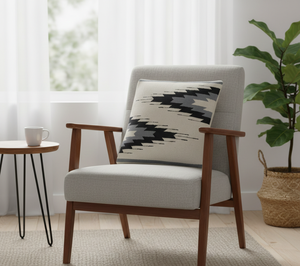 Modern Customizable Cotton Woven Square <b>Cushion</b> <b>Cover</b> Floral Pattern <b>Black</b> & <b>White</b> Design Zipper Closure Washable Home Hotel Use - Product Image 1