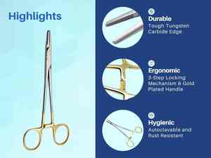 Premium German Mayo Hegar Needle Driver Ortho Dental Needle Holder Insertos de carburo de tungsteno Bloqueo de instrumentos quirúrgicos dentales - Product Image 5