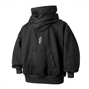 Streetwear Mens Oversized Heavyweight Hoodie With <b>Neck</b> <b>Gaiter</b> - Product Image 2