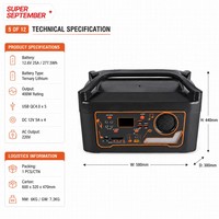 Station d'alimentation portable série 800W, batterie LiFePO4 277,5Wh, générateur solaire professionnel, 5 ports USB QC4.0, haut-parleur Bluetooth, radio FM