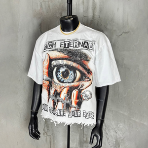 T-shirts Homme Vintage Confortables en Coton Tricoté 100% (300g) à Col Rond et Manches Courtes, Coupe Oversize Unie, Style Streetwear Personnalisé OEM - Product Image 3