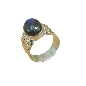 Bague en labradorite naturelle, argent sterling 925 et laiton, bague de promesse statement pour elle, bijoux en labradorite, cadeau pour femme, unisexe - Product Image 3