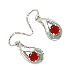"Chic Silver Carnelian Teardrop <b>Earrings</b> for Women's <b>Fashion</b> Jewelry" - Product Image 1