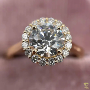 Bague de fiançailles ronde Halo Moissanite Pave Set Bague de remplacement en diamant étincelant, bijoux élégants pour femmes - Product Image 5