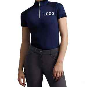 Ropa de Equitación de Alta Calidad al por Mayor, Tops Ecuestres con Logotipo Personalizado, Camiseta Deportiva de Malla con Cremallera para Mujer, Capa Base - Product Image 3