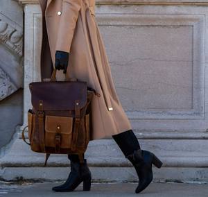 Leather Canvas Luxury <b>Backpack</b> Stylish Vintage Travel School Laptop Factory Wholesale Lightweight Eco-Friendly Large Capacity - Product Image 5