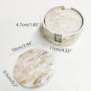 Designer Mother of Pearl Coaster Bohemian Style Handmade & Eco-Friendly Smooth Finish for Protecting Wooden <b>Glass</b> Marble <b>Tables</b> - Product Image 6