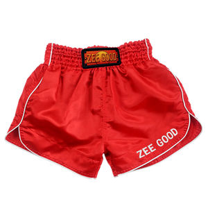 กางเกงชกมวยผู้ชายแบบปรับแต่งได้ ผ้าซาตินโพลีเอสเตอร์ ลายเรียบ สวมใส่สบาย เหมาะสำหรับฝึกมวยไทย ผ้าแคนวาสกันยับ เอวยางยืด - Product Image 1