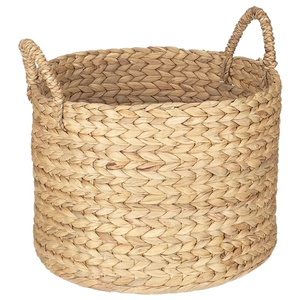 Panier en jacinthe d'eau avec poignées, panier de rangement fait main, vente en gros, écologique, fabriqué au Vietnam - Product Image 1