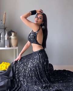 Lehenga Choli-ropa de fiesta de compromiso, de calidad superior, de Color negro - Product Image 2